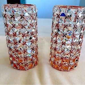 Faceted rose gold candle pillars